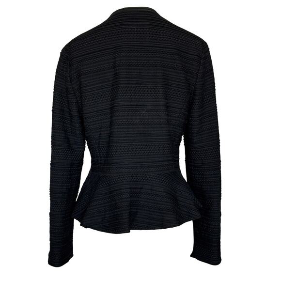 Rebecca Taylor Textured Knit Zipper Front Peplum Hem Womens Jacket 6 Black - Picture 4 of 12